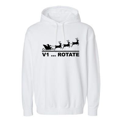 Santa Take Off Funny Pilot Airplane Christmas Gift Garment-Dyed Fleece Hoodie