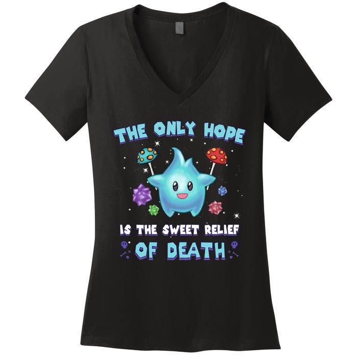 Star The Only Hope Is The Sweet Relief Of Death Luma Star Women's V-Neck T-Shirt