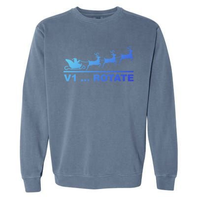 Santa Take Off Funny Pilot Airplane Christmas Gift Garment-Dyed Sweatshirt