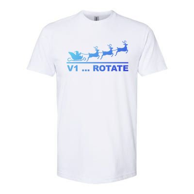 Santa Take Off Funny Pilot Airplane Christmas Gift Softstyle CVC T-Shirt