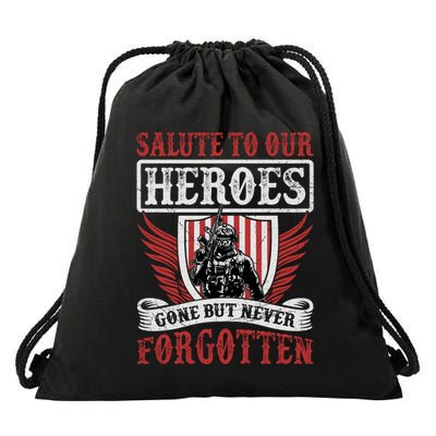 Salute To Our Heroes Memorial Tribute Drawstring Bag