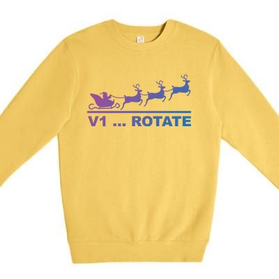 Santa Take Off Funny Pilot Airplane Christmas Gift Premium Crewneck Sweatshirt