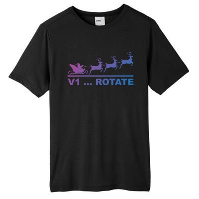 Santa Take Off Funny Pilot Airplane Christmas Gift Tall Fusion ChromaSoft Performance T-Shirt