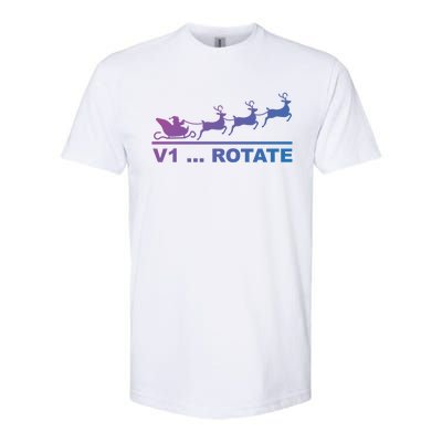 Santa Take Off Funny Pilot Airplane Christmas Gift Softstyle CVC T-Shirt