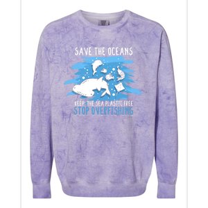 Save The Oceans Keep Sea Plastic Free Earth Recycle Great Gift Colorblast Crewneck Sweatshirt