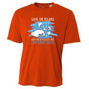 Save The Oceans Keep Sea Plastic Free Earth Recycle Great Gift Cooling Performance Crew T-Shirt