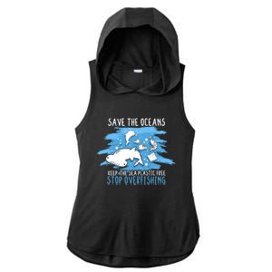 Save The Oceans Keep Sea Plastic Free Earth Recycle Great Gift Ladies PosiCharge Tri-Blend Wicking Draft Hoodie Tank