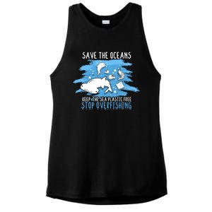 Save The Oceans Keep Sea Plastic Free Earth Recycle Great Gift Ladies PosiCharge Tri-Blend Wicking Tank