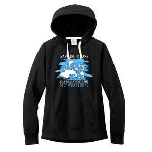 Save The Oceans Keep Sea Plastic Free Earth Recycle Great Gift Women's Fleece Hoodie