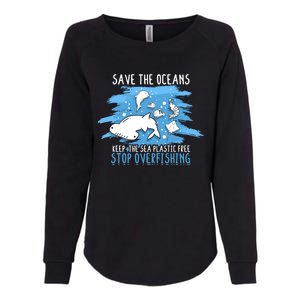 Save The Oceans Keep Sea Plastic Free Earth Recycle Great Gift Womens California Wash Sweatshirt