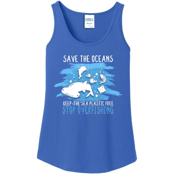 Save The Oceans Keep Sea Plastic Free Earth Recycle Great Gift Ladies Essential Tank