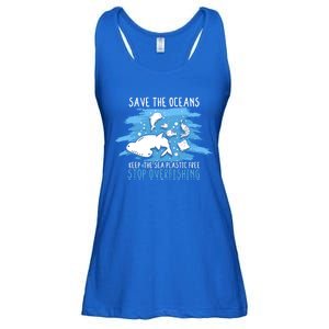 Save The Oceans Keep Sea Plastic Free Earth Recycle Great Gift Ladies Essential Flowy Tank