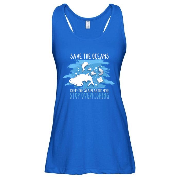 Save The Oceans Keep Sea Plastic Free Earth Recycle Great Gift Ladies Essential Flowy Tank