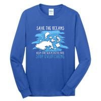 Save The Oceans Keep Sea Plastic Free Earth Recycle Great Gift Tall Long Sleeve T-Shirt