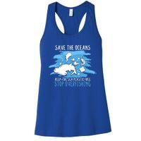 Save The Oceans Keep Sea Plastic Free Earth Recycle Great Gift Women's Racerback Tank