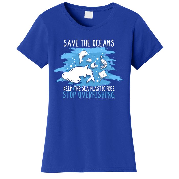 Save The Oceans Keep Sea Plastic Free Earth Recycle Great Gift Women's T-Shirt