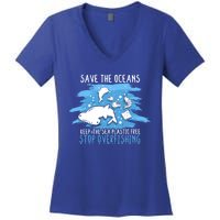 Save The Oceans Keep Sea Plastic Free Earth Recycle Great Gift Women's V-Neck T-Shirt