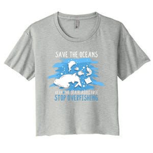 Save The Oceans Keep Sea Plastic Free Earth Recycle Great Gift Women's Crop Top Tee