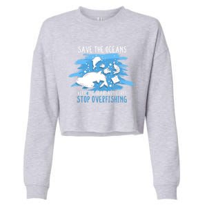 Save The Oceans Keep Sea Plastic Free Earth Recycle Great Gift Cropped Pullover Crew