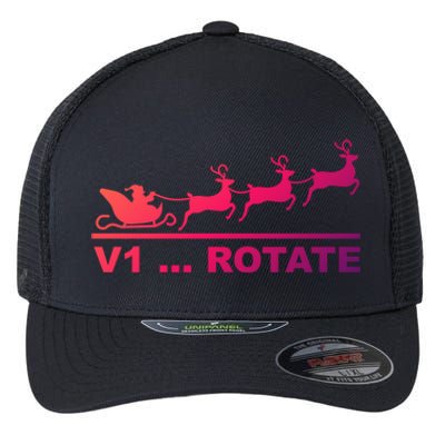 Santa Take Off Funny Pilot Airplane Christmas Gift Flexfit Unipanel Trucker Cap