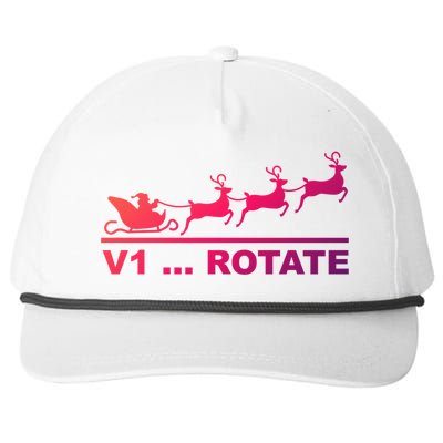 Santa Take Off Funny Pilot Airplane Christmas Gift Snapback Five-Panel Rope Hat