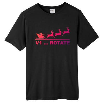 Santa Take Off Funny Pilot Airplane Christmas Gift Tall Fusion ChromaSoft Performance T-Shirt