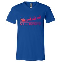 Santa Take Off Funny Pilot Airplane Christmas Gift V-Neck T-Shirt