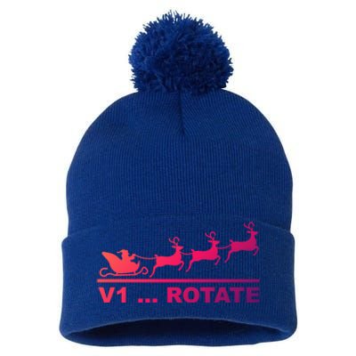 Santa Take Off Funny Pilot Airplane Christmas Gift Pom Pom 12in Knit Beanie