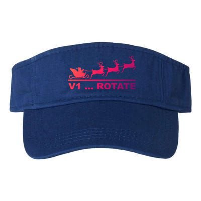 Santa Take Off Funny Pilot Airplane Christmas Gift Valucap Bio-Washed Visor