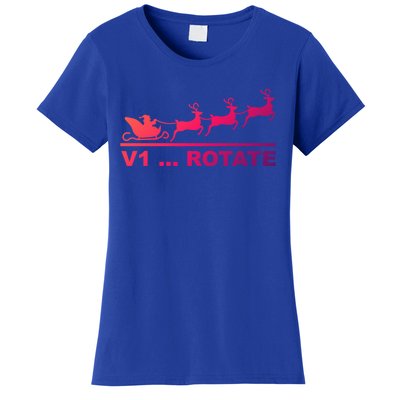 Santa Take Off Funny Pilot Airplane Christmas Gift Women's T-Shirt