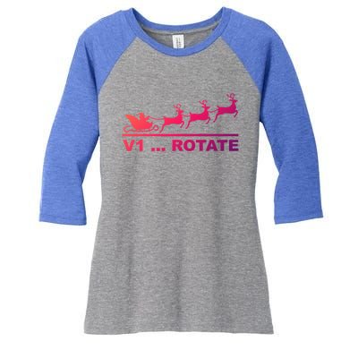 Santa Take Off Funny Pilot Airplane Christmas Gift Women's Tri-Blend 3/4-Sleeve Raglan Shirt