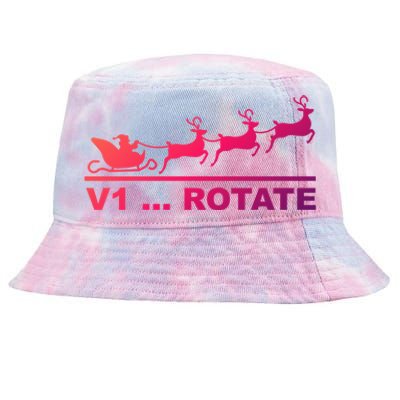 Santa Take Off Funny Pilot Airplane Christmas Gift Tie-Dyed Bucket Hat