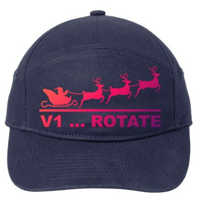 Santa Take Off Funny Pilot Airplane Christmas Gift 7-Panel Snapback Hat