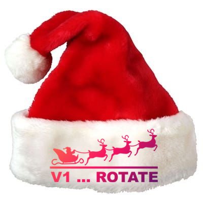 Santa Take Off Funny Pilot Airplane Christmas Gift Premium Christmas Santa Hat