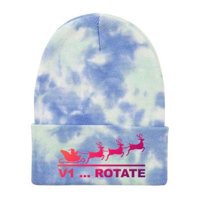 Santa Take Off Funny Pilot Airplane Christmas Gift Tie Dye 12in Knit Beanie