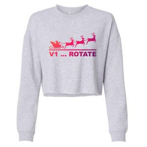 Santa Take Off Funny Pilot Airplane Christmas Gift Cropped Pullover Crew