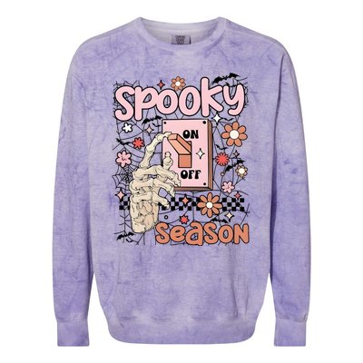 Spooky Turn Off Turn On Season Skeleton Hand Funny Halloween Colorblast Crewneck Sweatshirt