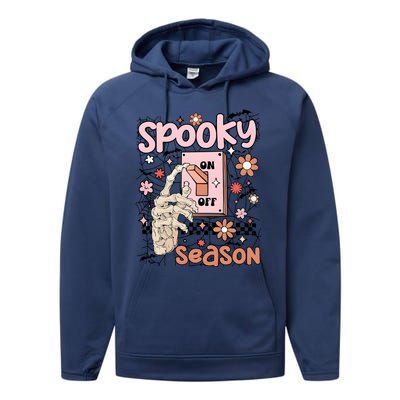 Spooky Turn Off Turn On Season Skeleton Hand Funny Halloween Performance Fleece Hoodie