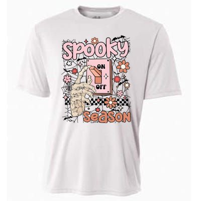 Spooky Turn Off Turn On Season Skeleton Hand Funny Halloween Cooling Performance Crew T-Shirt