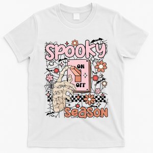 Spooky Turn Off Turn On Season Skeleton Hand Funny Halloween T-Shirt