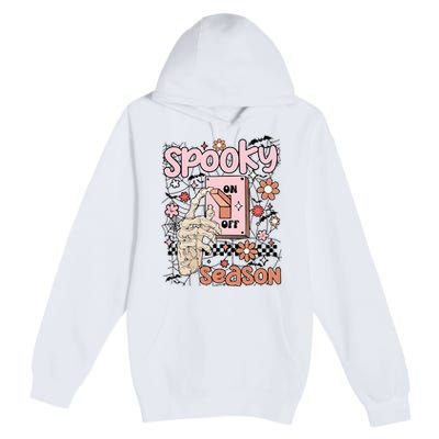 Spooky Turn Off Turn On Season Skeleton Hand Funny Halloween Premium Pullover Hoodie