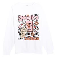 Spooky Turn Off Turn On Season Skeleton Hand Funny Halloween Premium Crewneck Sweatshirt