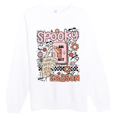 Spooky Turn Off Turn On Season Skeleton Hand Funny Halloween Premium Crewneck Sweatshirt