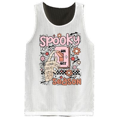 Spooky Turn Off Turn On Season Skeleton Hand Funny Halloween Mesh Reversible Basketball Jersey Tank