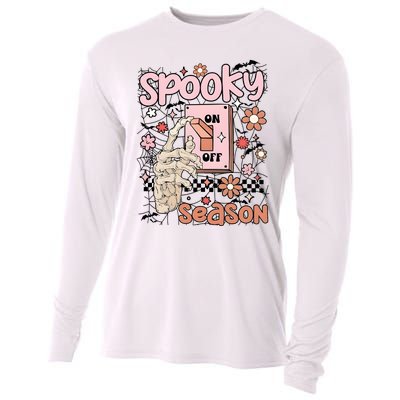 Spooky Turn Off Turn On Season Skeleton Hand Funny Halloween Cooling Performance Long Sleeve Crew