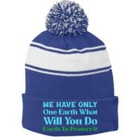 Save The Oceans Marine Life For Environtal Awareness Gift Stripe Pom Pom Beanie