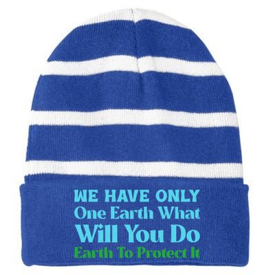 Save The Oceans Marine Life For Environtal Awareness Gift Striped Beanie with Solid Band