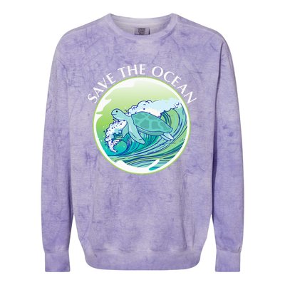 Save The Ocean Marine Biology Biologist Sea Turtle Lover Colorblast Crewneck Sweatshirt