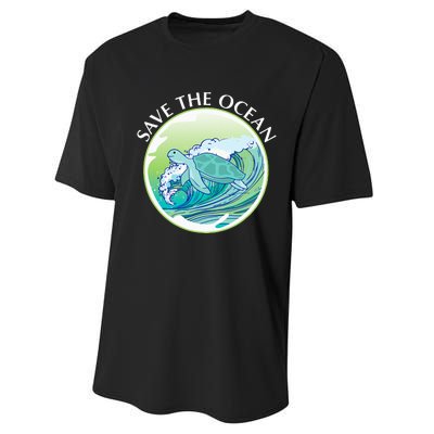 Save The Ocean Marine Biology Biologist Sea Turtle Lover Performance Sprint T-Shirt