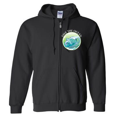 Save The Ocean Marine Biology Biologist Sea Turtle Lover Full Zip Hoodie